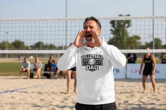 Volleyball Dad Hoodie– Proud Sports Dad Graphic Hoodie WHITE - FRONT