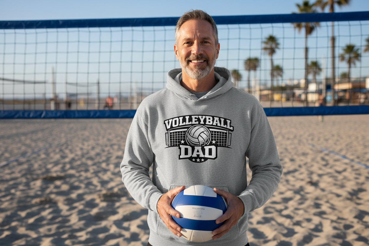 Volleyball Dad Hoodie– Proud Sports Dad Graphic Hoodie SPORT GREY - FRONT