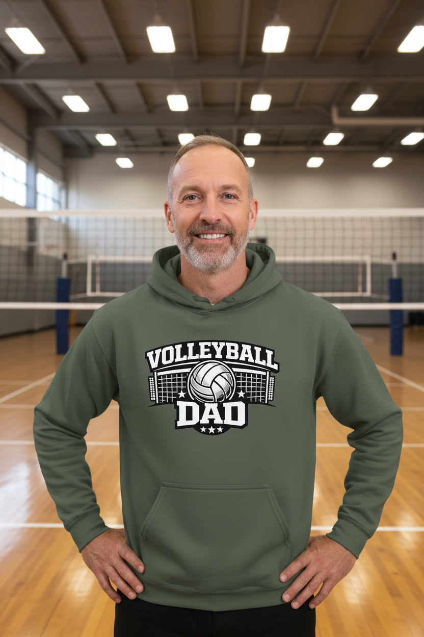 Volleyball Dad Hoodie– Proud Sports Dad Graphic Hoodie MILITARY GREEN - FRONT