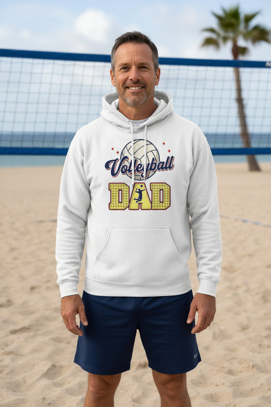 Volleyball Dad Hoodie Vintage Style Sports Fan Pride Retro Design WHITE - SF500 - FRONT