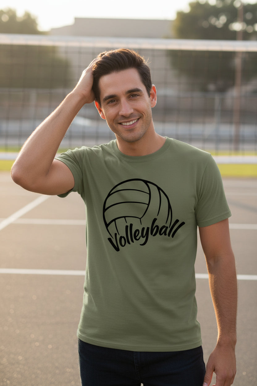 Volleyball Dad Life – Supportive Parent Pride T-Shirt MILITARY GREEN - FRONT
