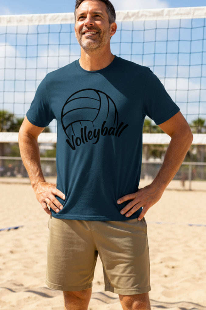 Volleyball Dad Life – Supportive Parent Pride T-Shirt MIDNIGHT NAVY - FRONT