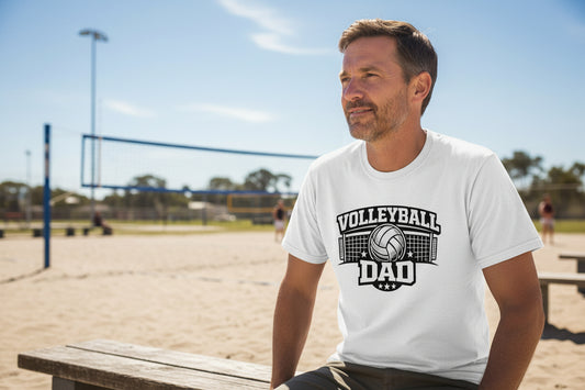 Volleyball Dad T-Shirt – Proud Sports Dad Graphic Tee White - FRONT