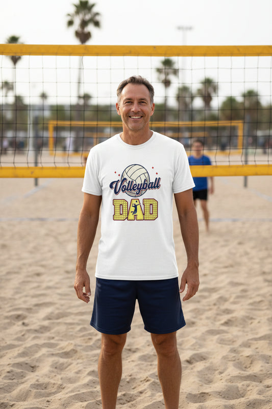 Volleyball Dad T-Shirt Vintage Style Sports Fan Pride Retro Design White - 3600 - FRONT