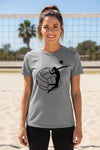 Volleyball Defense Lover T-Shirt Design for Women– Funny Athlete Routine Quote Art DEEP HEATHER - FRONT
