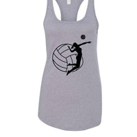 Volleyball Defense Lover Tank Top Design for Women– Funny Athlete Routine Quote Art Heather Gray - FRONT
