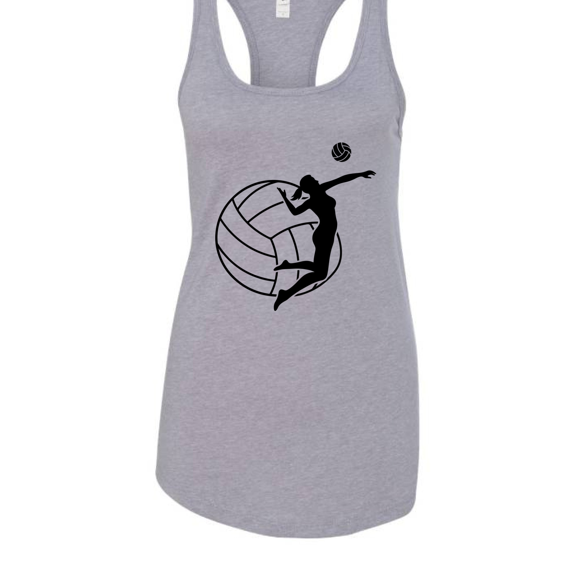 Volleyball Defense Lover Tank Top Design for Women– Funny Athlete Routine Quote Art Heather Gray - FRONT
