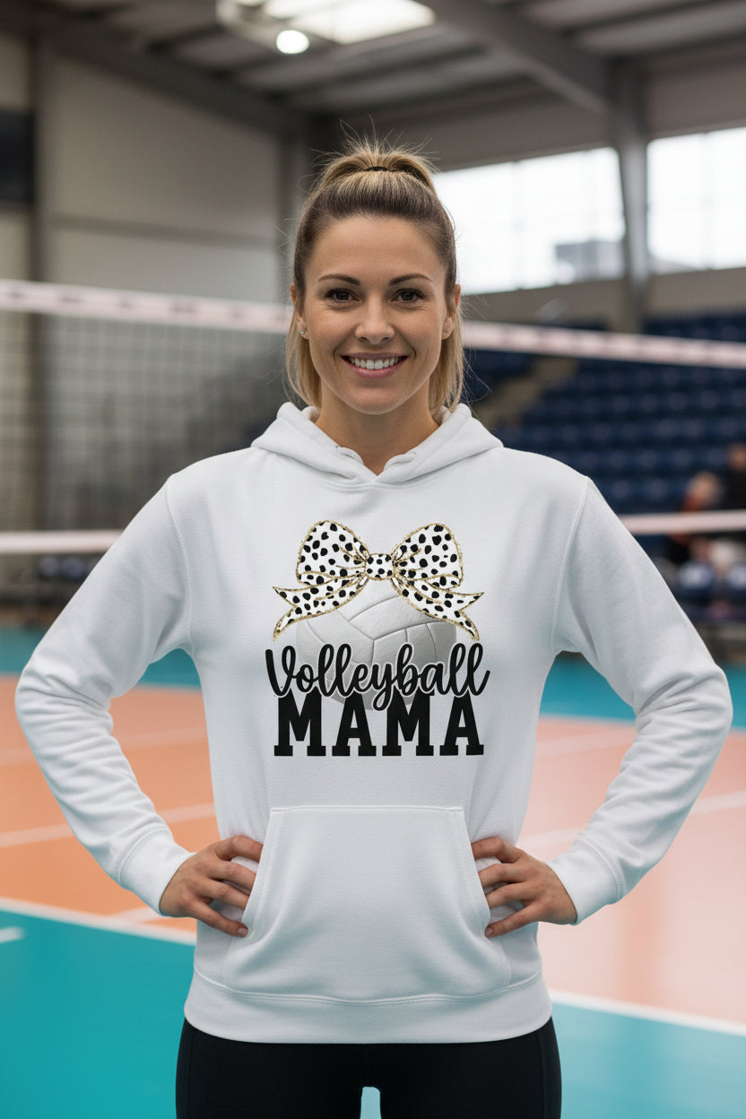 Volleyball Mama Bow Vibes – Cute & Trendy Game Day Style Hoodie WHITE - SF500 - FRONT