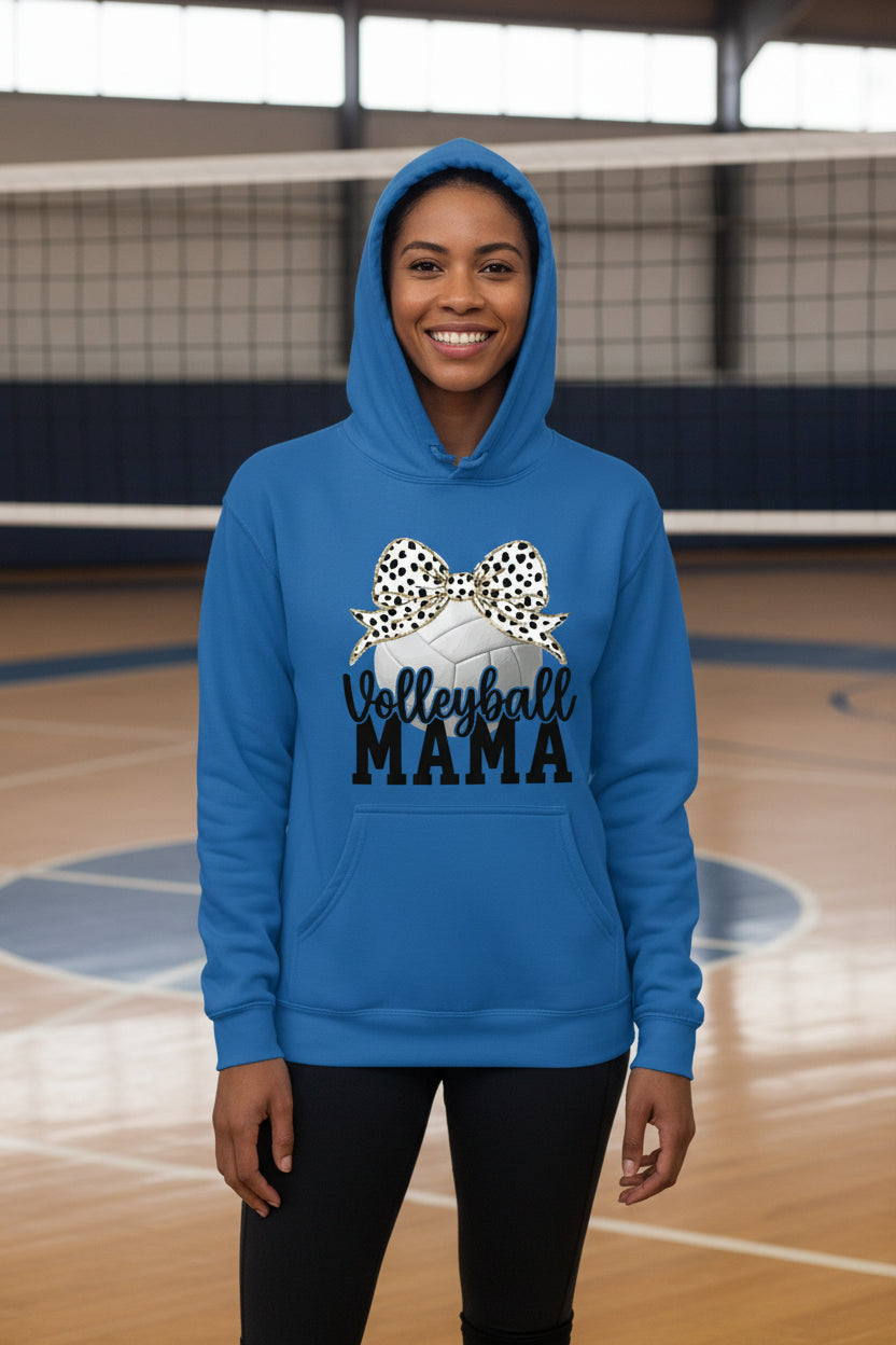 Volleyball Mama Bow Vibes – Cute & Trendy Game Day Style Hoodie Royal - SF500 - FRONT