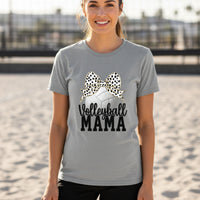 Volleyball Mama Bow Vibes – Cute & Trendy Game Day Style T-Shirt ATHLETIC HEATHER - 6004 - FRONT