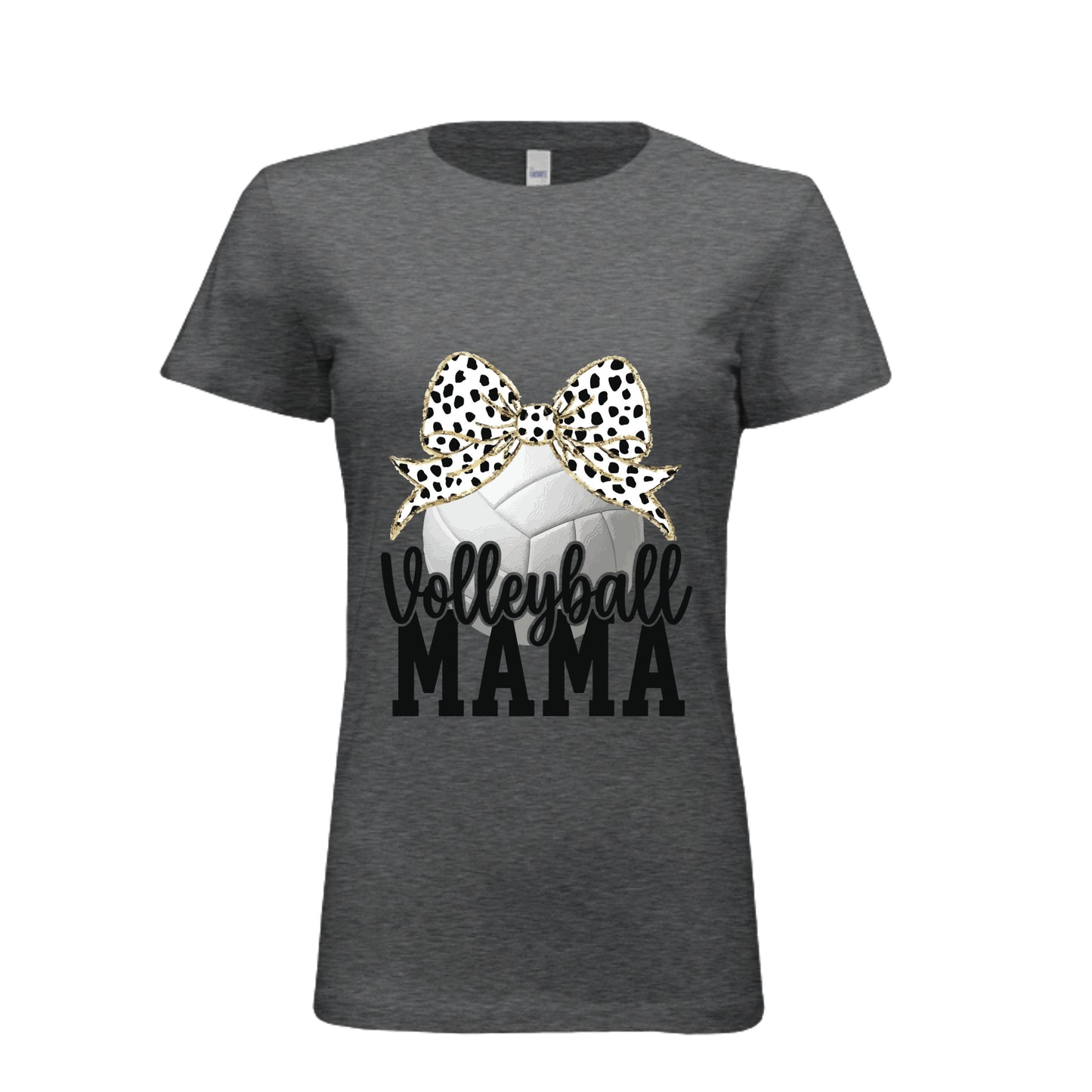 Volleyball Mama Bow Vibes – Cute & Trendy Game Day Style T-Shirt DRK GREY HEATHER - 6004 - FRONT