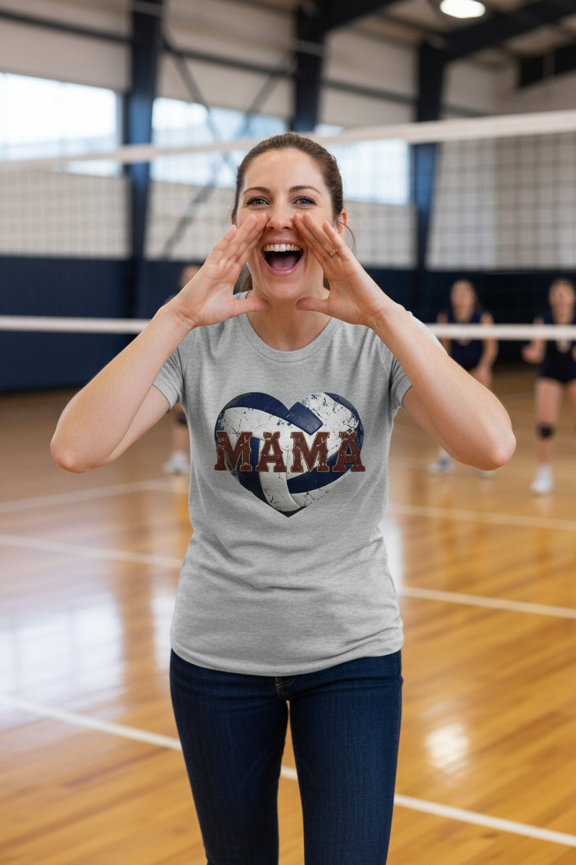 Volleyball Mama Heart T-Shirt – Athletic Pride Mom Spirit  ATHLETIC HEATHER - FRONT
