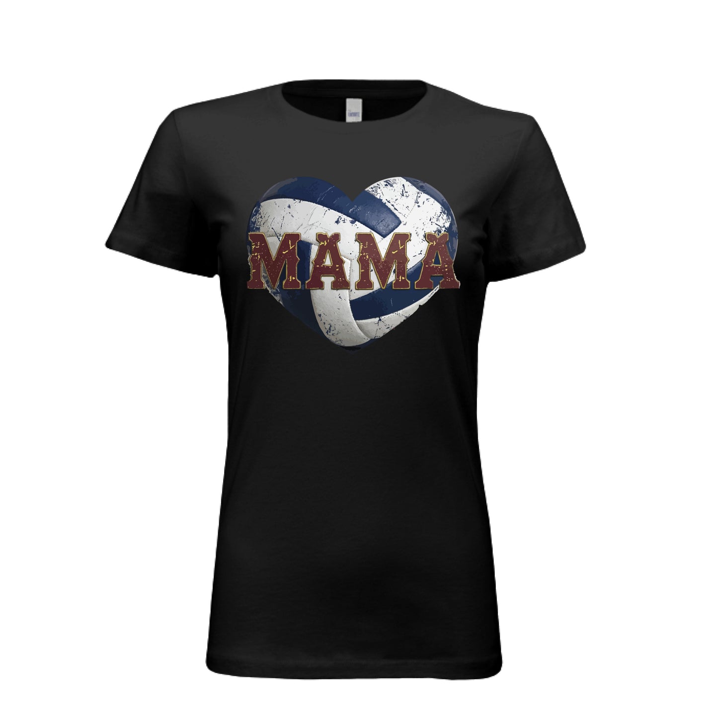 Volleyball Mama Heart T-Shirt – Athletic Pride Mom Spirit SOLID BLK BLEND - FRONT