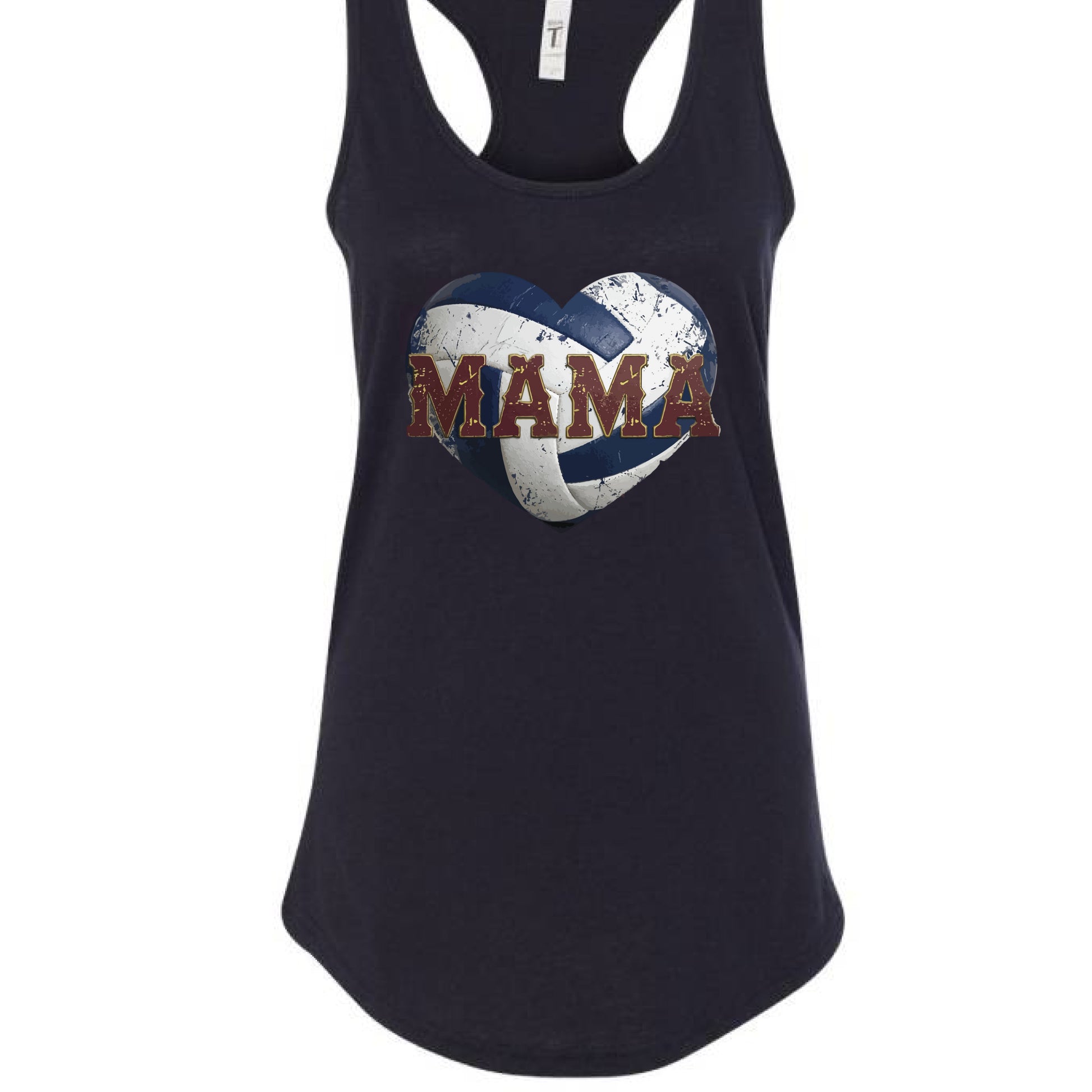 Volleyball Mama Heart Tank Top – Athletic Pride Mom Spirit Black - FRONT