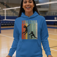Volleyball Mom Athletic Pride Retro Color Stripe Hoodie Design Royal - FRONT