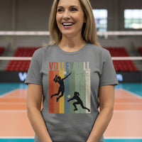 Volleyball Mom Athletic Pride Retro Color Stripe T-Shirt Design DEEP HEATHER - FRONT