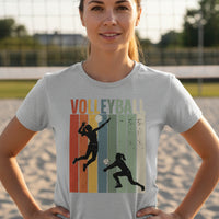 Volleyball Mom Athletic Pride Retro Color Stripe T-Shirt Design ATHLETIC HEATHER - FRONT