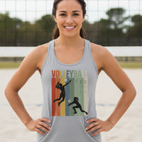 Volleyball Mom Athletic Pride Retro Color Stripe Tank Top Design Heather Gray - FRONT