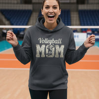 Volleyball Mom Bold Vintage Hoodie – Competitive Spirit Sports Parent Style DARK HEATHER - FRONT