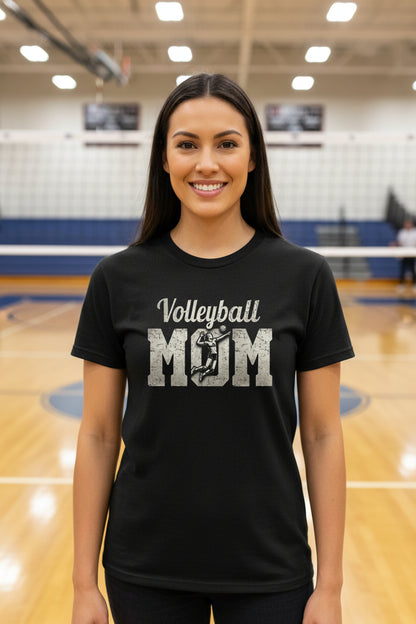 Volleyball Mom Bold Vintage T-Shirt– Competitive Spirit Sports Parent Style BLACK - FRONT