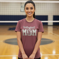 Volleyball Mom Bold Vintage T-Shirt– Competitive Spirit Sports Parent Style MAROON - FRONT