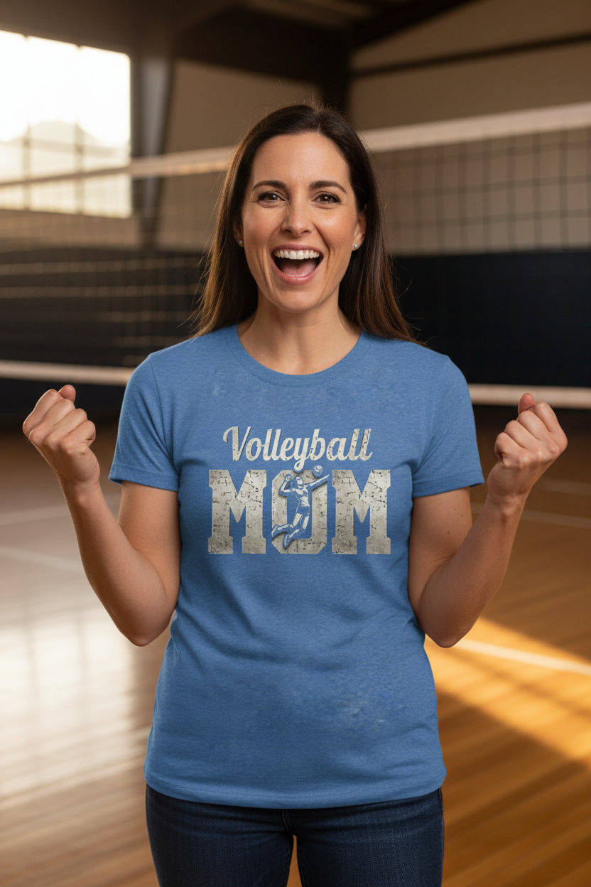 Volleyball Mom Bold Vintage T-Shirt– Competitive Spirit Sports Parent Style HTHR TRUE ROYAL - FRONT