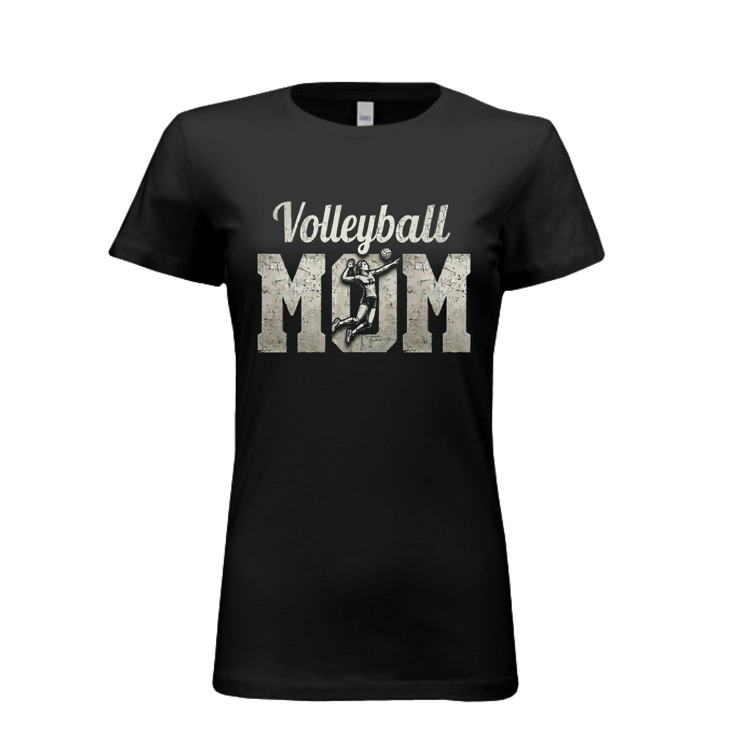 Volleyball Mom Bold Vintage T-Shirt– Competitive Spirit Sports Parent Style BLACK- FRONT