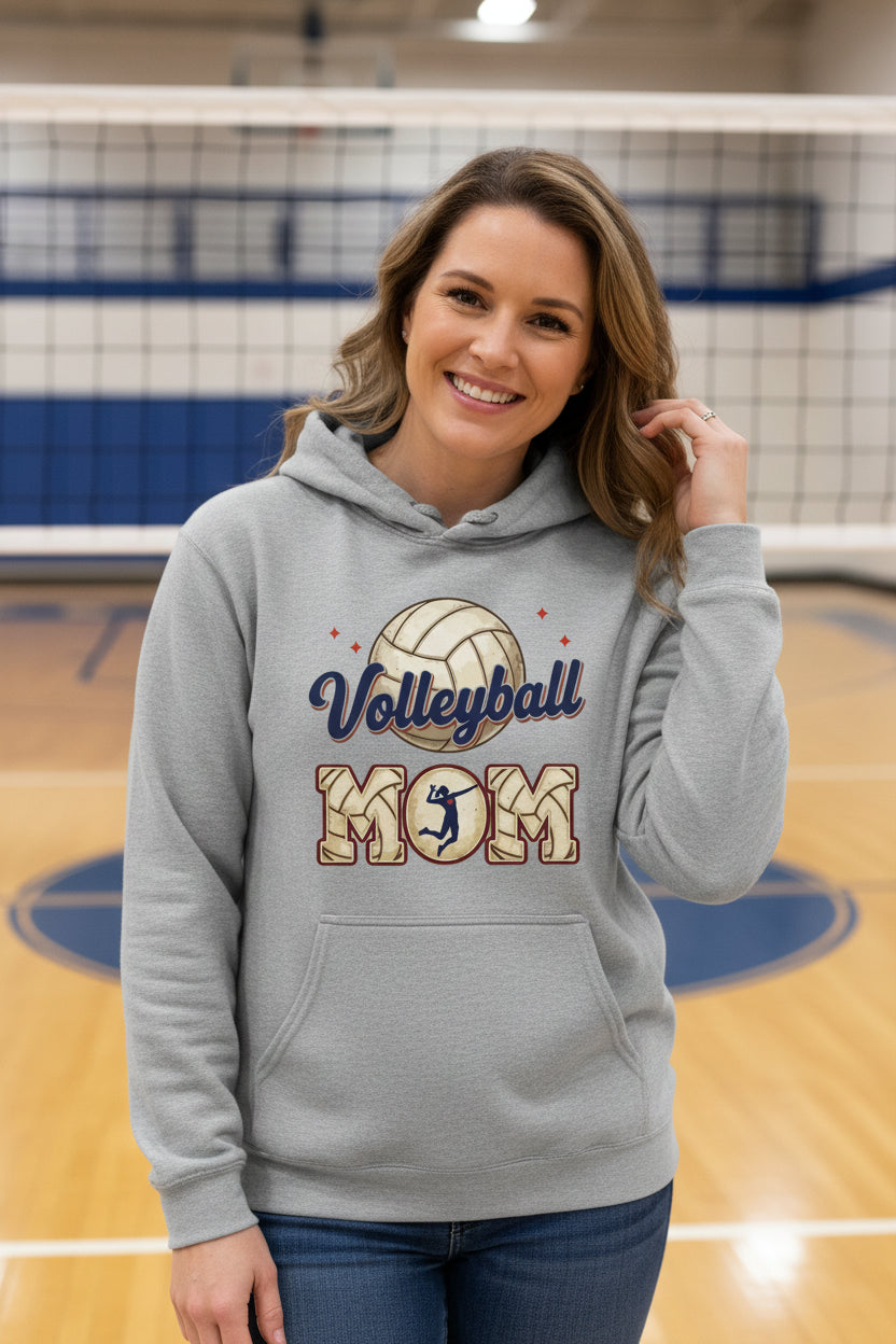 Volleyball Mom Heartbeat Hoodie Proud Sports Family Design SPORT GREY - SF500 - FRONT