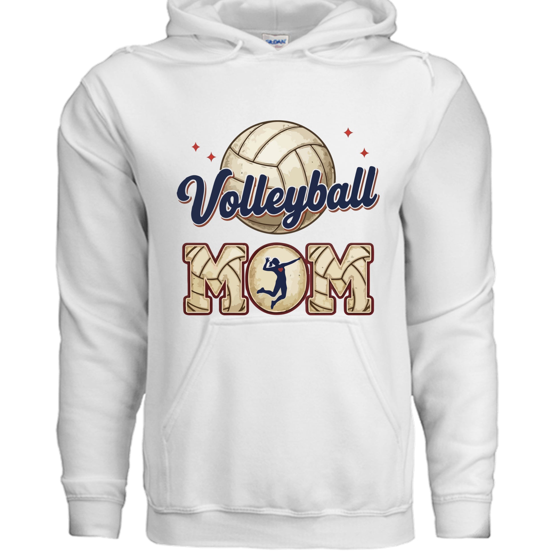 Volleyball Mom Heartbeat Hoodie Proud Sports Family Design WHITE- SF500 - FRONT