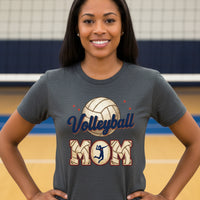 Volleyball Mom Heartbeat T-Shirt Proud Sports Family Design DRK GREY HEATHER - 6004 - FRONT