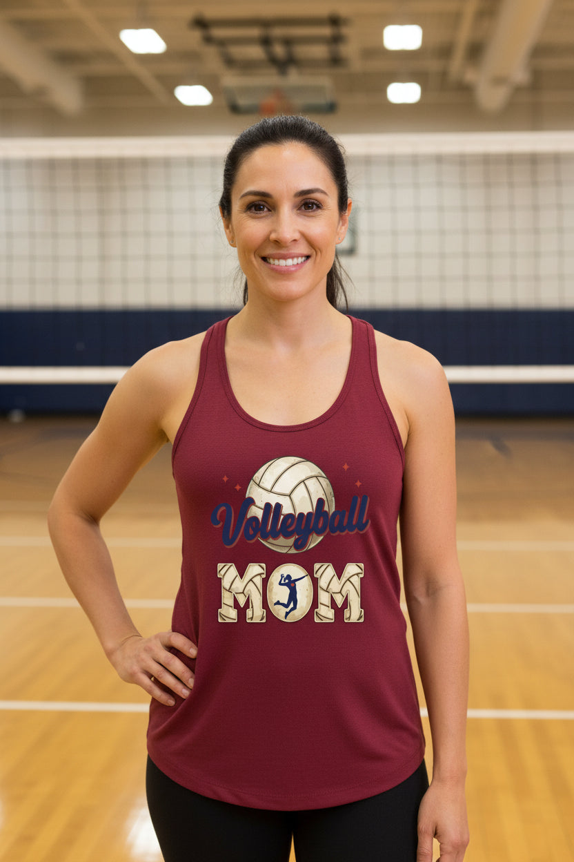 Volleyball Mom Heartbeat Tank Top Proud Sports Family Design Scarlet - N1533 - FRONT