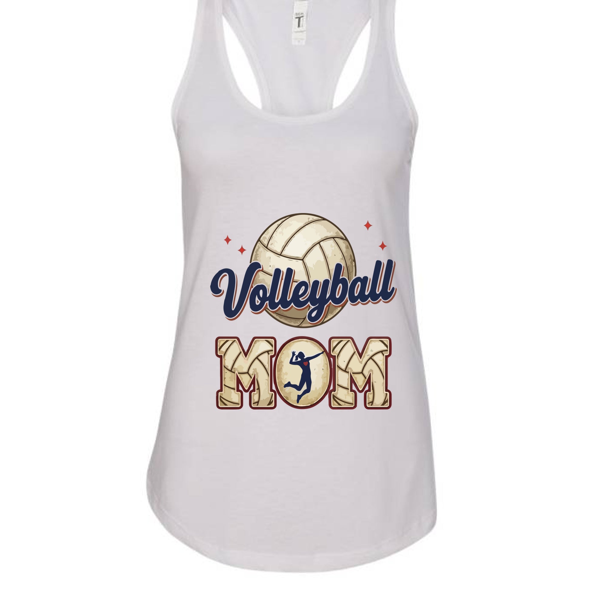 Volleyball Mom Heartbeat Tank Top Proud Sports Family Design White - N1533 - FRONT