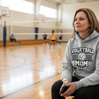 Volleyball Mom Hoodie – Cute & Bold Volleyball Fan Design SPORT GREY - FRONT