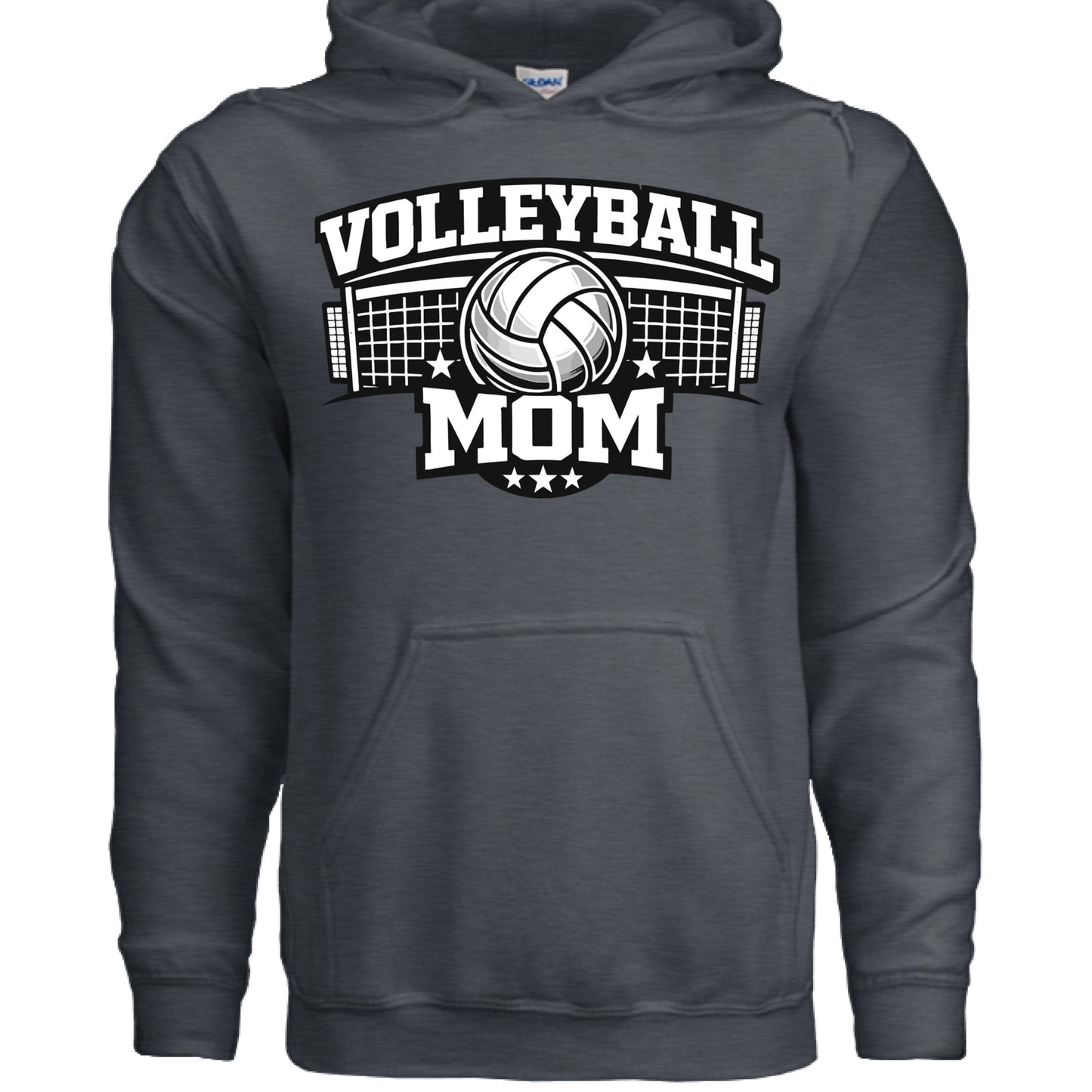 Volleyball Mom Hoodie – Cute & Bold Volleyball Fan Design DARK HEATHER - FRONT