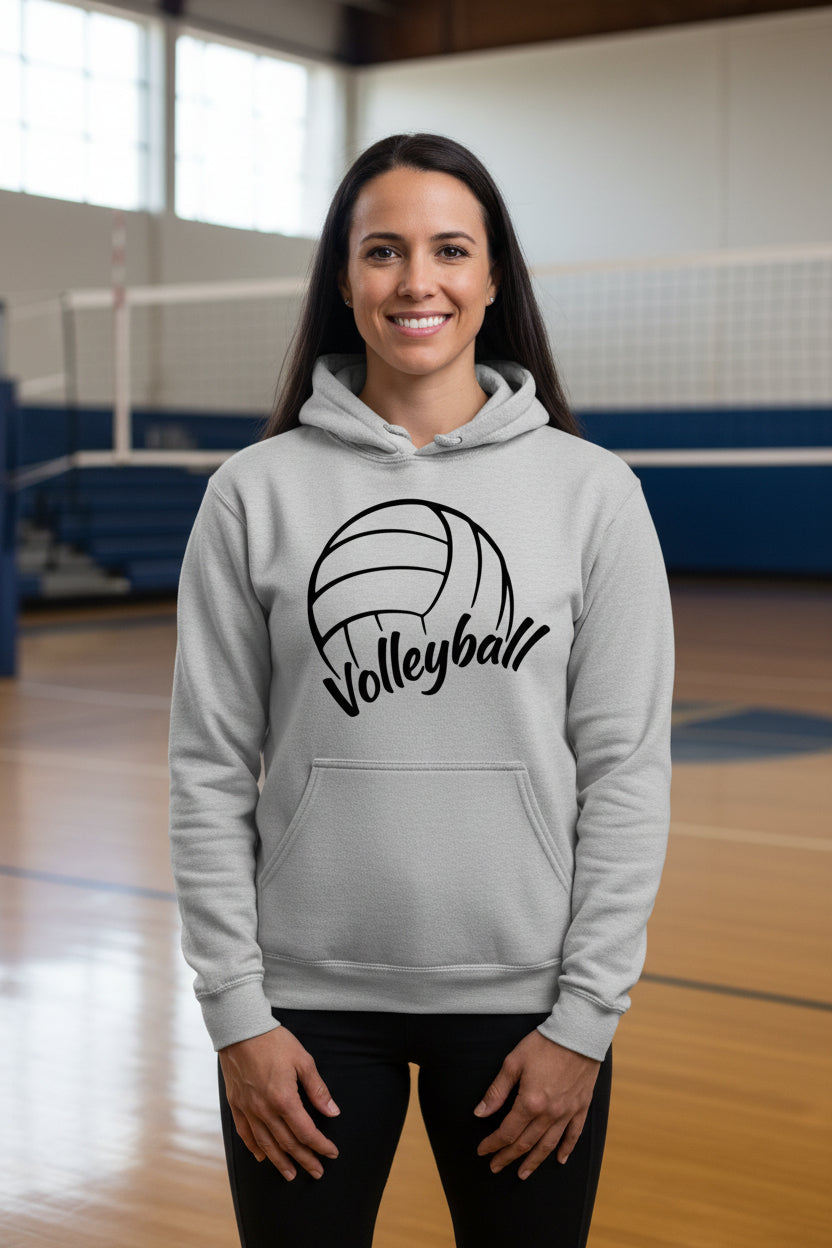 Volleyball Mom Life – Supportive Parent Pride Hoodie SPORT GREY - FRONT