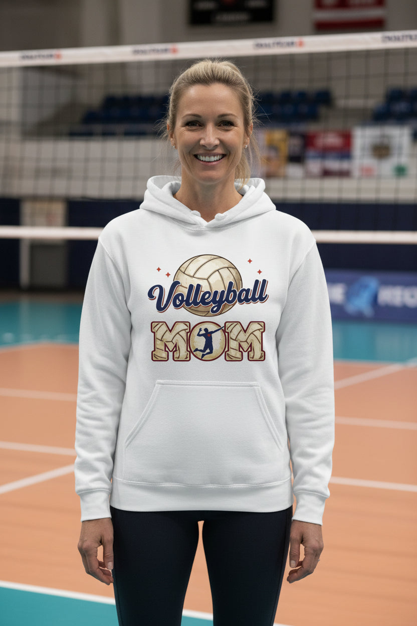 Volleyball Mom Passion Player Silhouette Design Hoodie WHITE - SF500 - FRONT