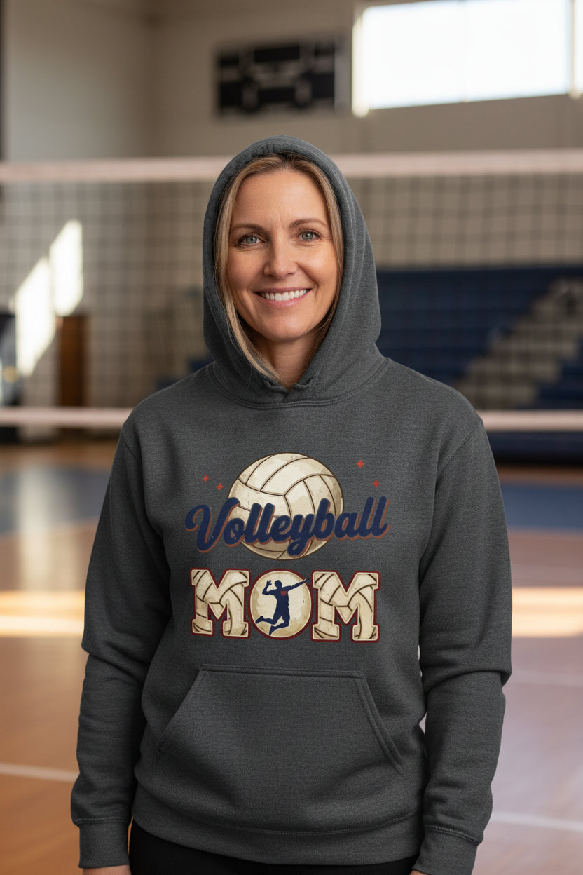 Volleyball Mom Passion Player Silhouette Design Hoodie DARK HEATHER - SF500 - FRONT