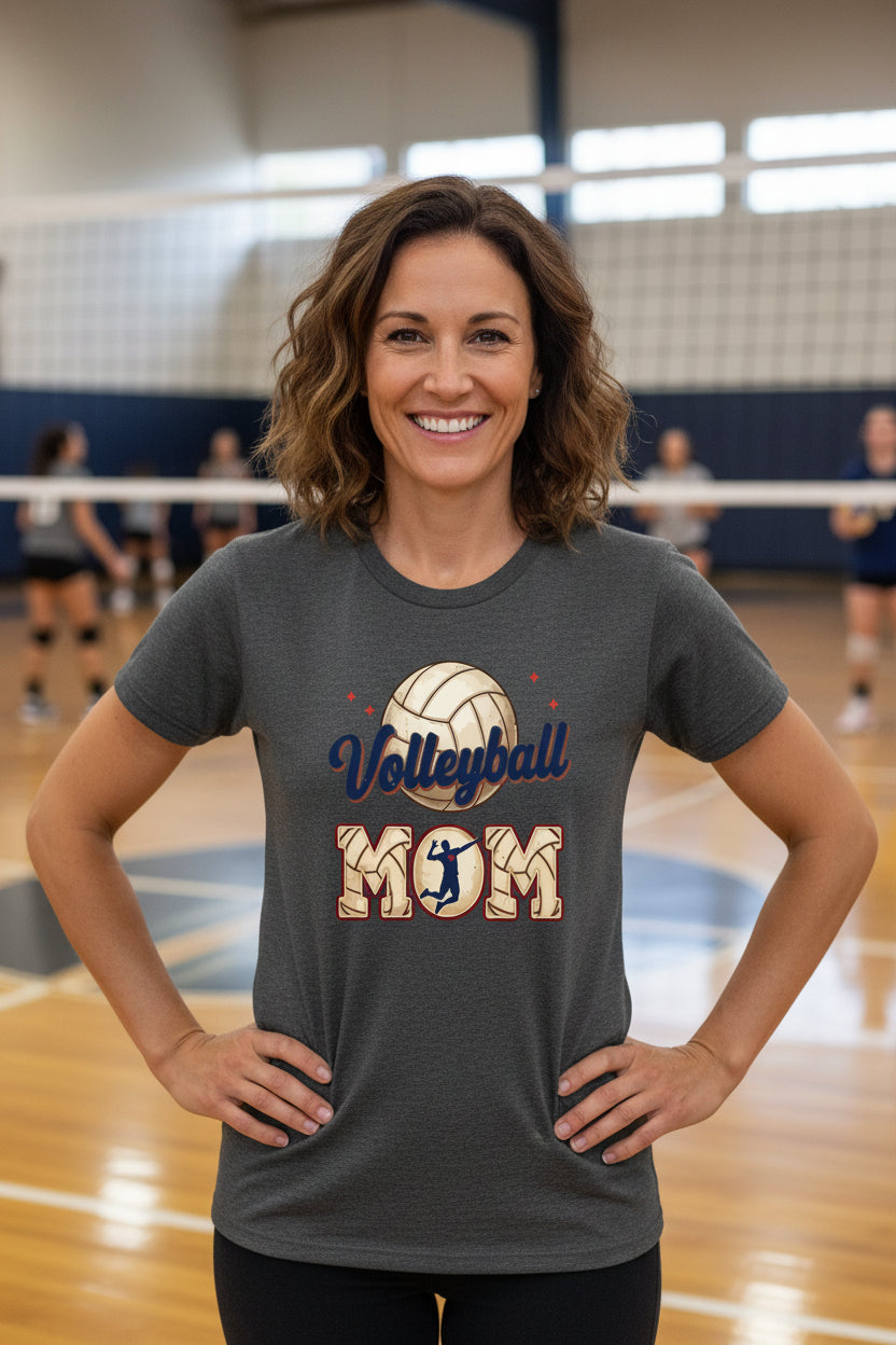 Volleyball Mom Passion Player Silhouette Design T-Shirt DRK GREY HEATHER - 6004 - FRONT