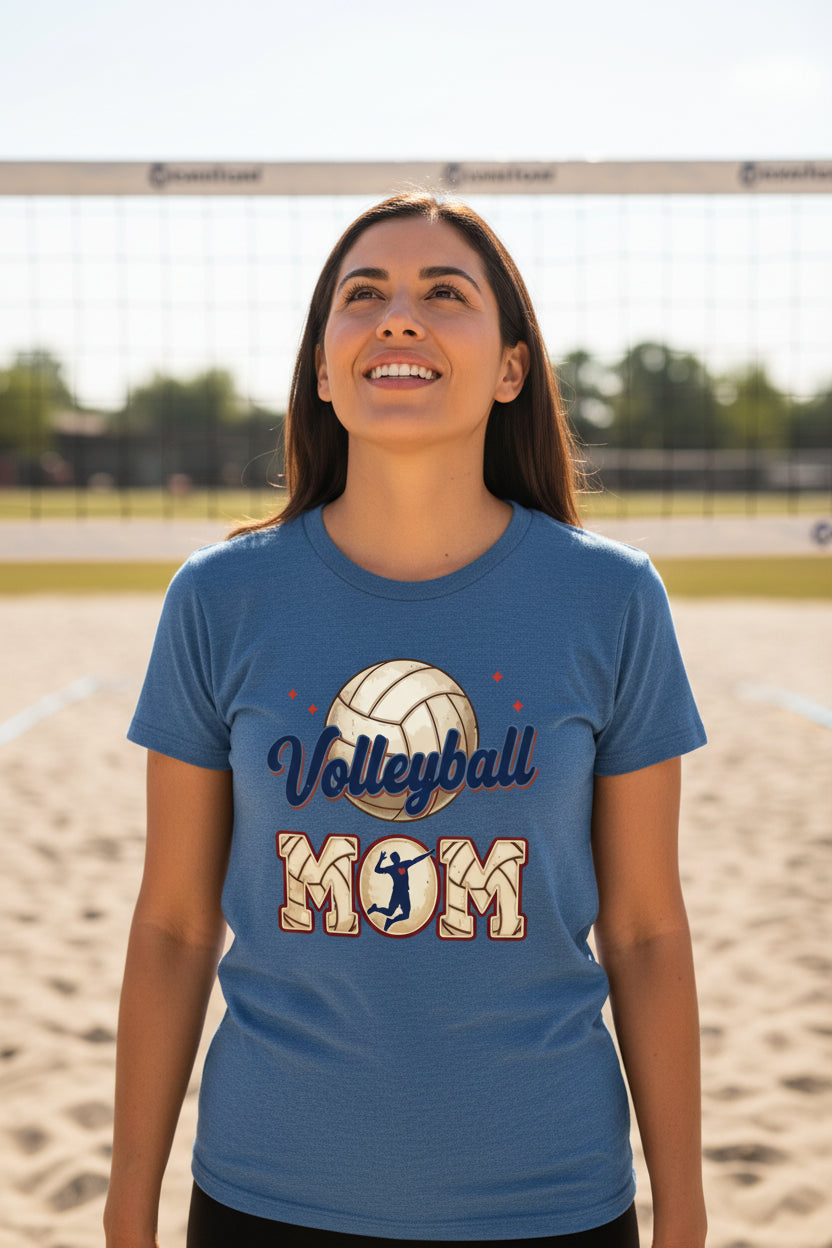 Volleyball Mom Passion Player Silhouette Design T-Shirt HTHR TRUE ROYAL - 6004 - FRONT