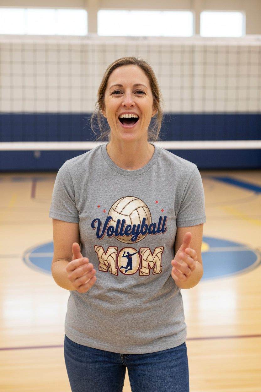 Volleyball Mom Passion Player Silhouette Design T-Shirt ATHLETIC HEATHER - 6004 - FRONT