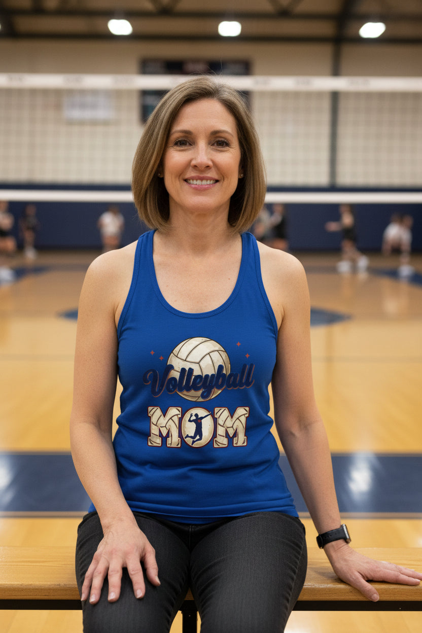 Volleyball Mom Passion Player Silhouette Design Tank Top Royal - N1533 - FRONT