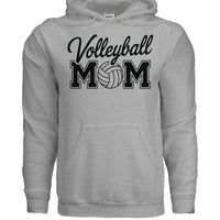 Volleyball Mom Script Design with Ball Graphic – Game Day Spirit Style Hoodie SPORT GREY- FRONT