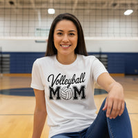 Volleyball Mom Script Design with Ball Graphic – Game Day Spirit Style T-Shirt WHITE - FRONT