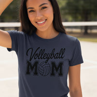 Volleyball Mom Script Design with Ball Graphic – Game Day Spirit Style T-Shirt NAVY - FRONT