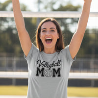 Volleyball Mom Script Design with Ball Graphic – Game Day Spirit Style T-Shirt  ATHLETIC HEATHER - FRONT
