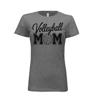 Volleyball Mom Script Design with Ball Graphic – Game Day Spirit Style T-Shirt DEEP HEATHER - FRONT