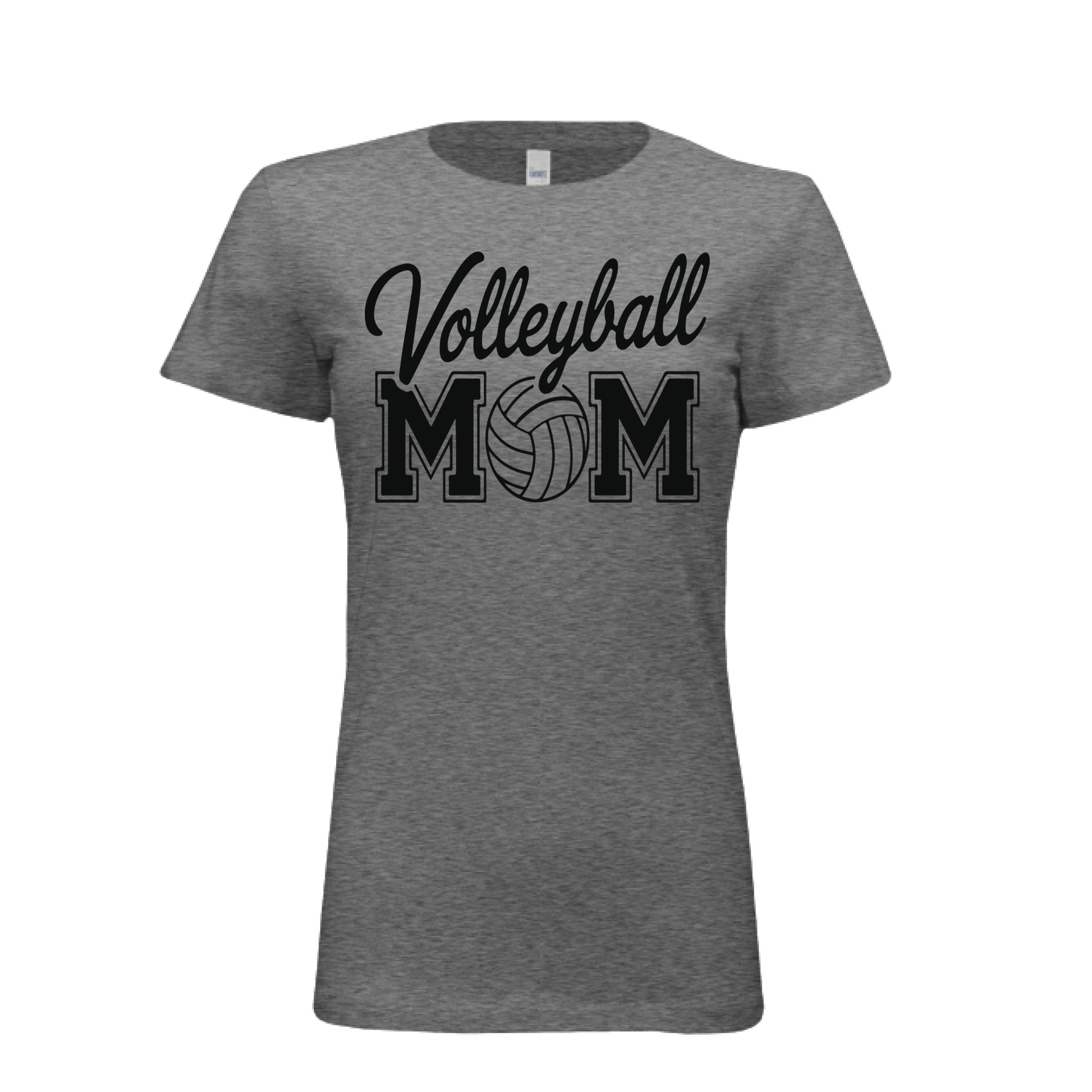 Volleyball Mom Script Design with Ball Graphic – Game Day Spirit Style T-Shirt DEEP HEATHER - FRONT