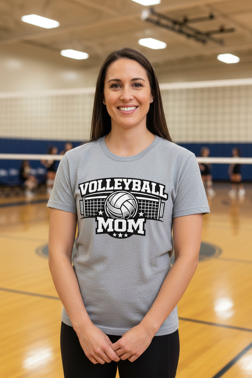 Volleyball Mom T-Shirt – Cute & Bold Volleyball Fan Design ATHLETIC HEATHER - FRONT