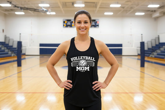 Volleyball Mom Tank Top – Cute & Bold Volleyball Fan Design Black - FRONT