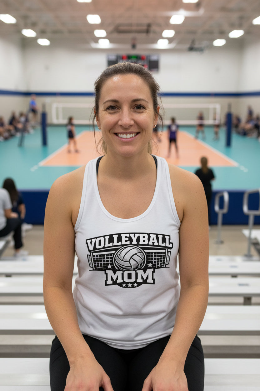 Volleyball Mom Tank Top – Cute & Bold Volleyball Fan Design White - FRONT